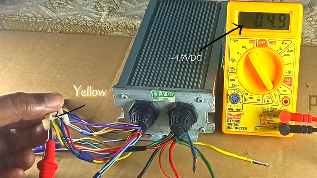 fig. F: checking hall voltage at yellow wire
