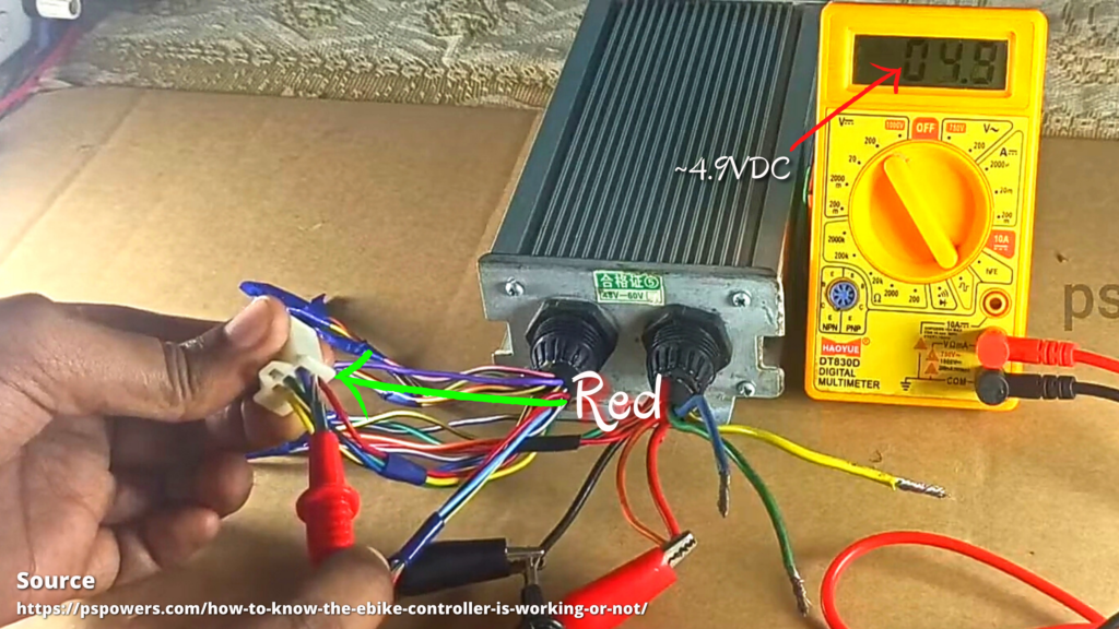 fig, E: checking hall voltage at red wire